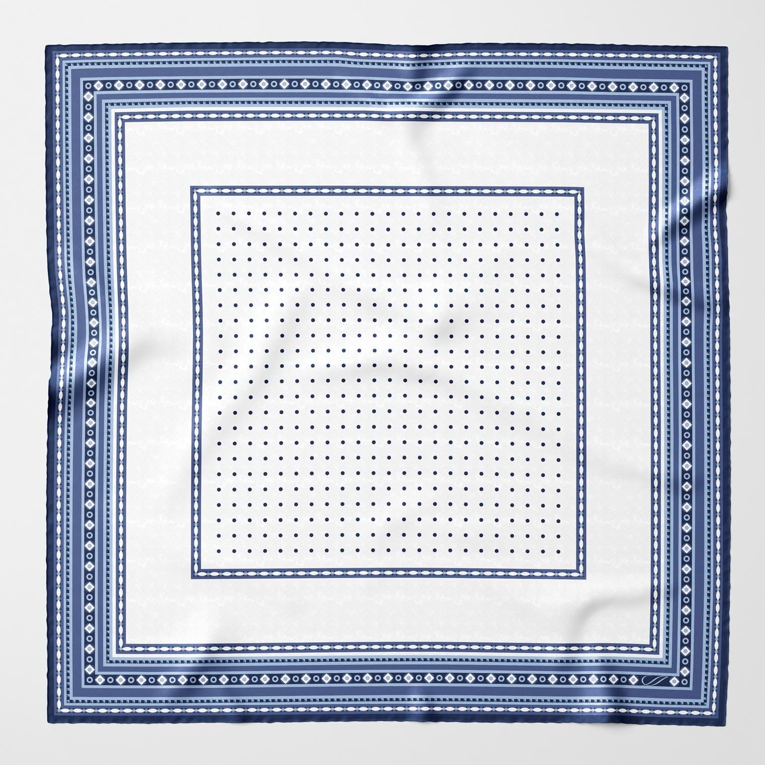 Verona - Silk Neckerchief - White & Blue - My Men's Shop
