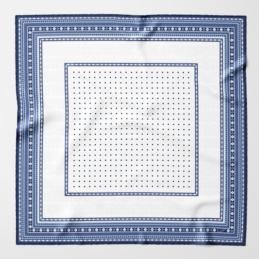 Verona - Silk Neckerchief - White & Blue - My Men's Shop