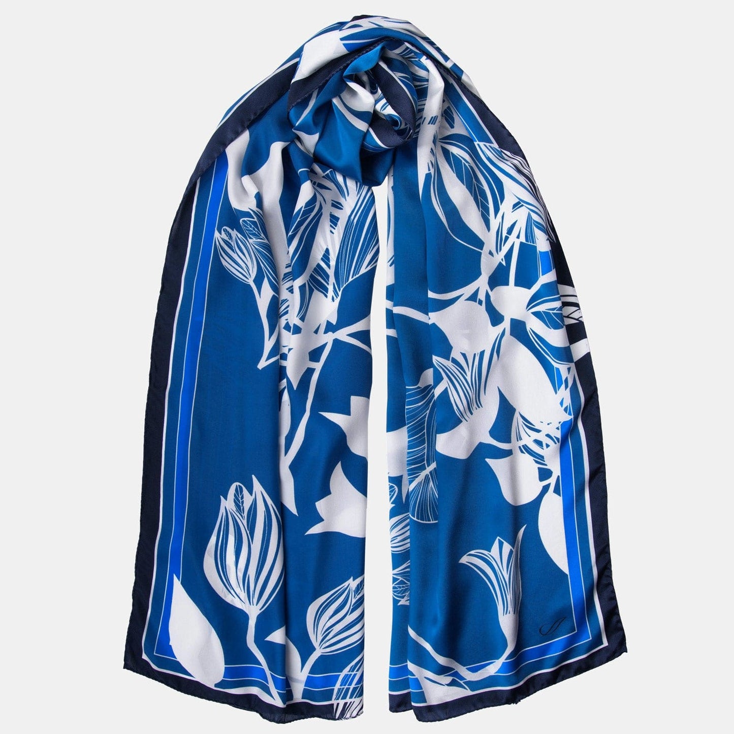 Cara - Silk Scarf Shawl - Blue