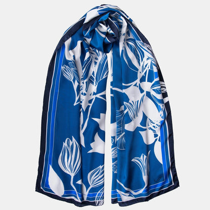 Cara - Silk Scarf Shawl - Blue