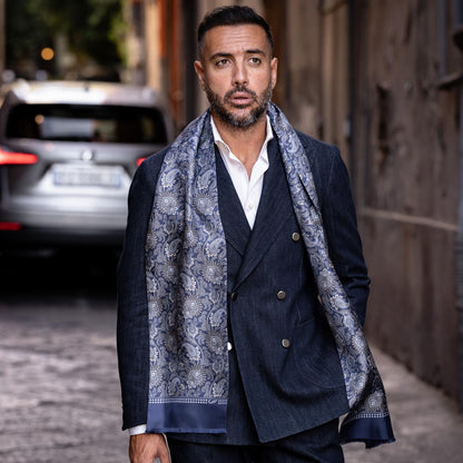 Pasquino - Reversible Silk Scarf - Navy - My Men's Shop