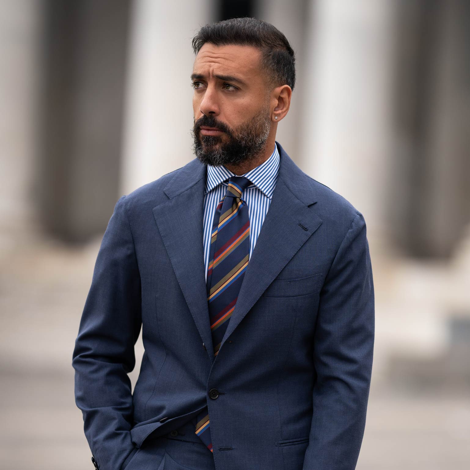 Battisti - Silk Jacquard Tie - Navy - My Men's Shop