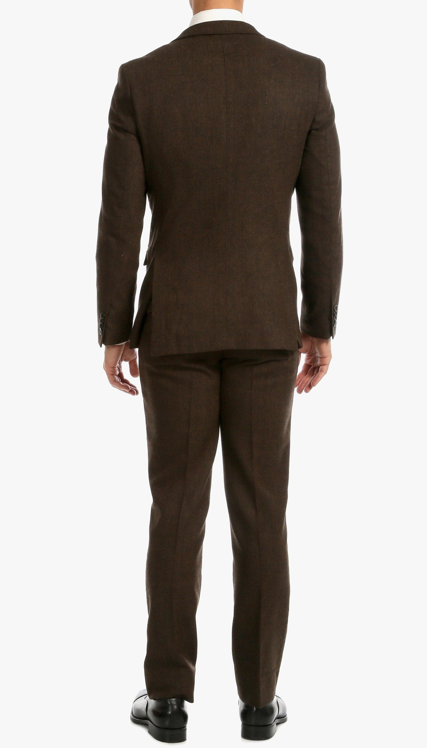 Bradford Cognac Slim Fit 3 Piece Tweed Suit Notch.