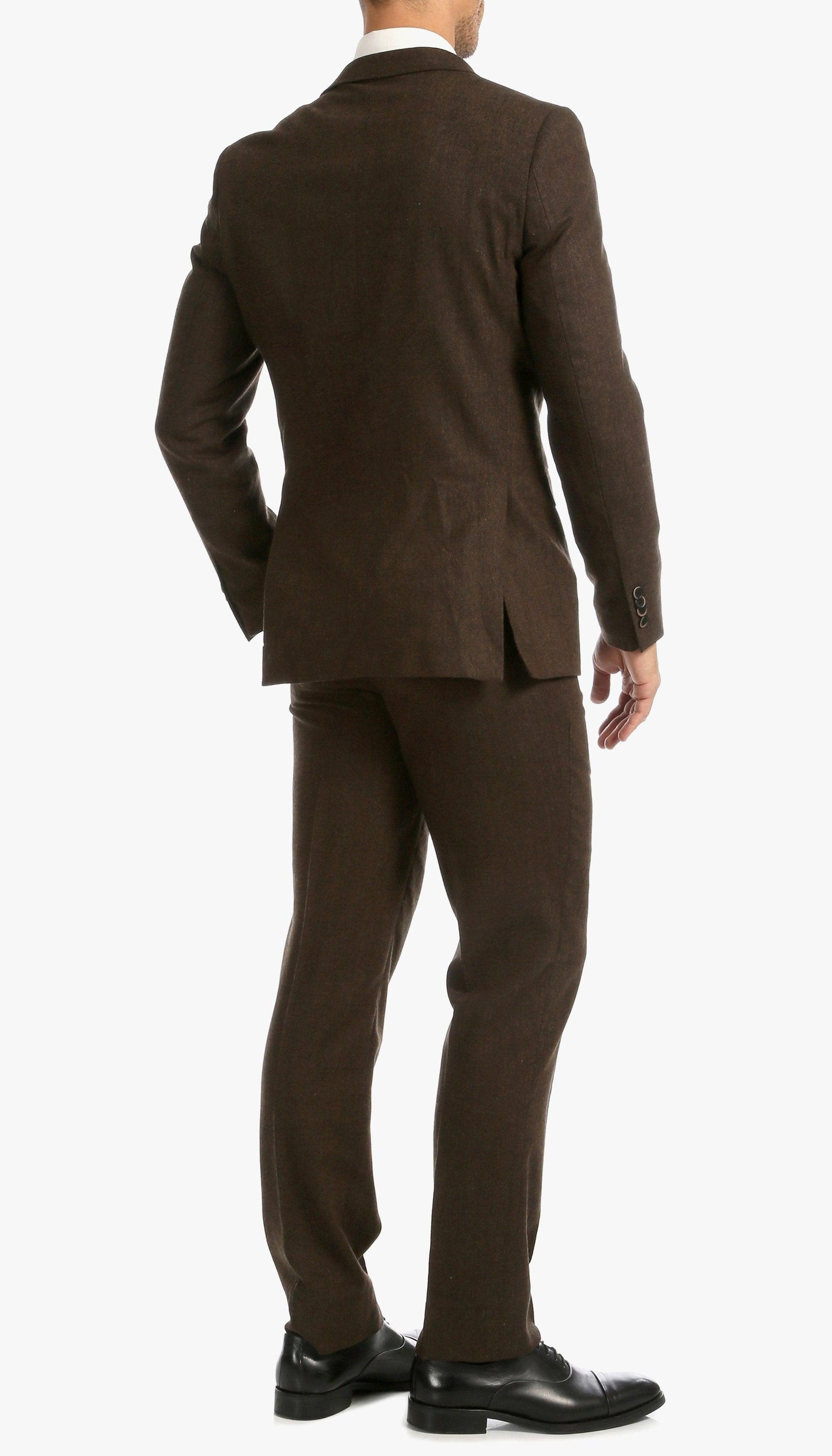 Bradford Cognac Slim Fit 3 Piece Tweed Suit Notch.