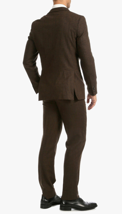 Bradford Cognac Slim Fit 3 Piece Tweed Suit Notch.