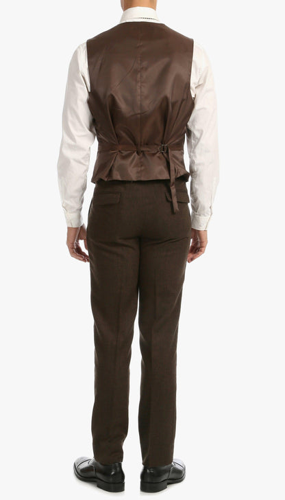 Bradford Cognac Slim Fit 3 Piece Tweed Suit Notch.
