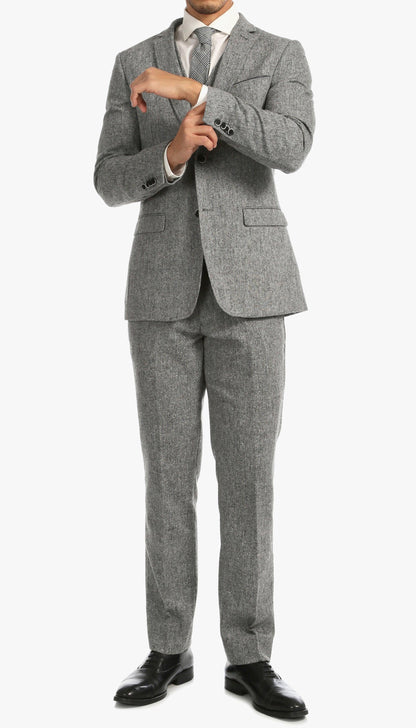 Bradford Grey Slim Fit 3 Piece Tweed Suit H-1