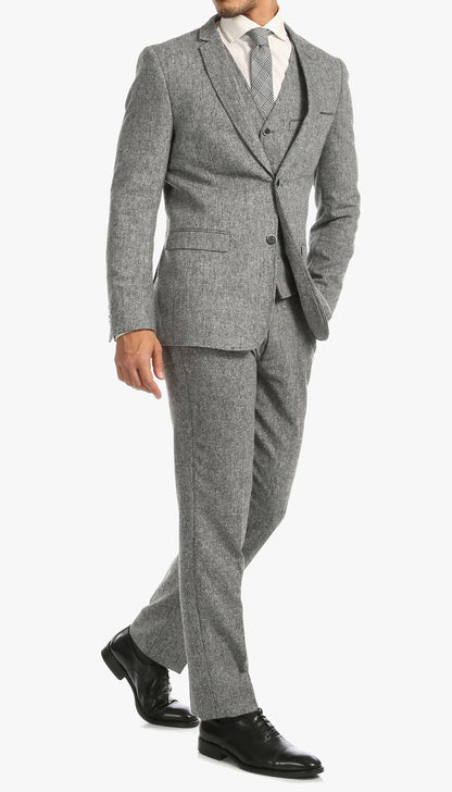 Bradford Grey Slim Fit 3 Piece Tweed Suit H-1