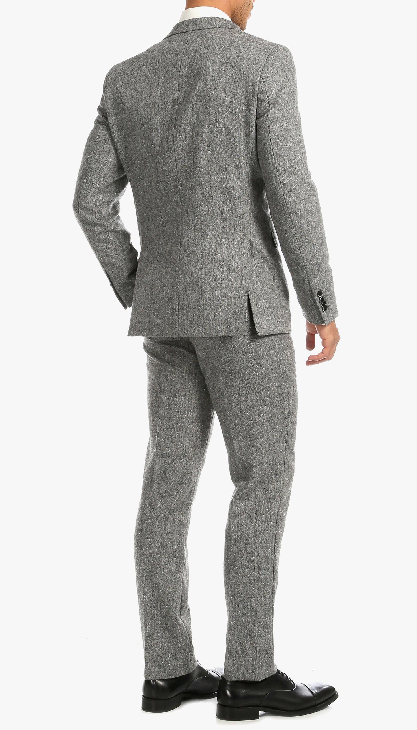 Bradford Grey Slim Fit 3 Piece Tweed Suit H-1