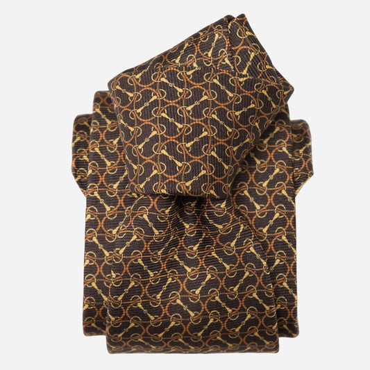 Palio - Printed Silk Tie - Brown