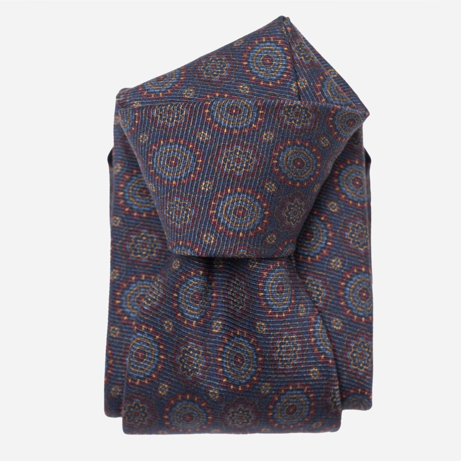 Moretti - Printed Madder Silk Tie - Navy & Burgundy - My Men's Shop