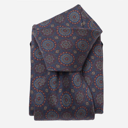 Moretti - Printed Madder Silk Tie - Navy & Burgundy - My Men's Shop