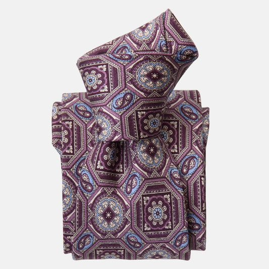 Mantova - Printed Silk Tie - Burgundy Plum - My Men's Shop