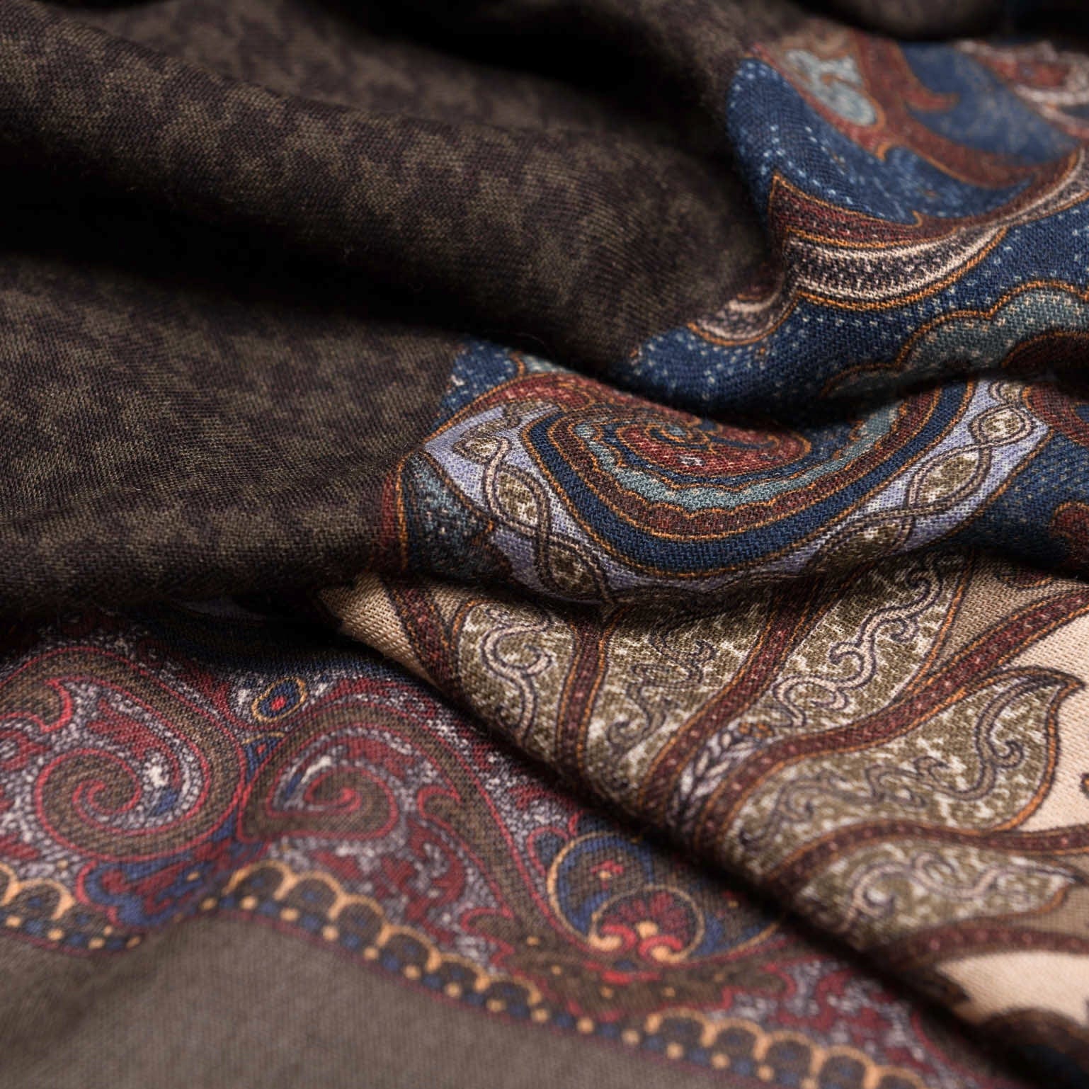 Aosta - Wool Scarf - Burgundy, Blue & Brown - My Men's Shop