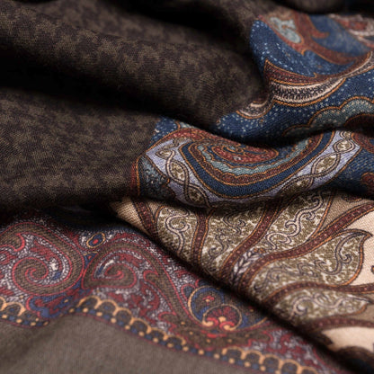 Aosta - Wool Scarf - Burgundy, Blue & Brown - My Men's Shop