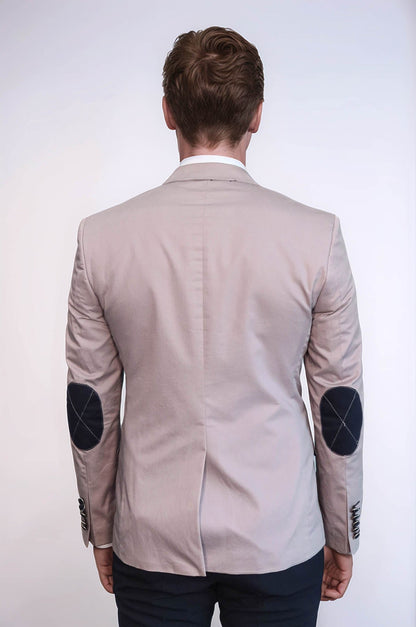 2 Buttons 3 Pockets Crested Cotton Light Pink Jacket - Wessi