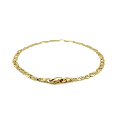 Tobillera de eslabones marineros de oro amarillo de 10 quilates y 3,2 mm