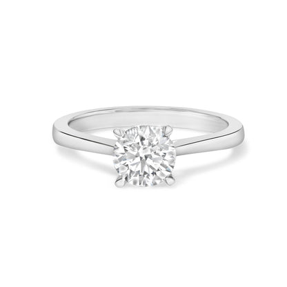 Anillo de compromiso solitario de oro blanco de 14 quilates con diamantes redondos cultivados en laboratorio de 1,0 quilates, montura de 4 puntas estilo garra de águila (color F-G, claridad VS2-SI1) - Talla 7
