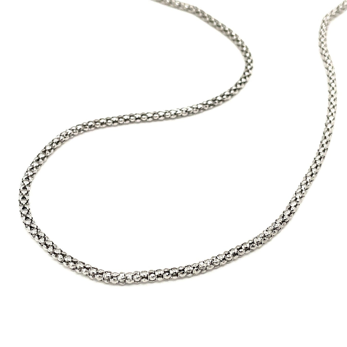 Cadena estilo Popcorn de plata de ley rodiada de 2,5 mm