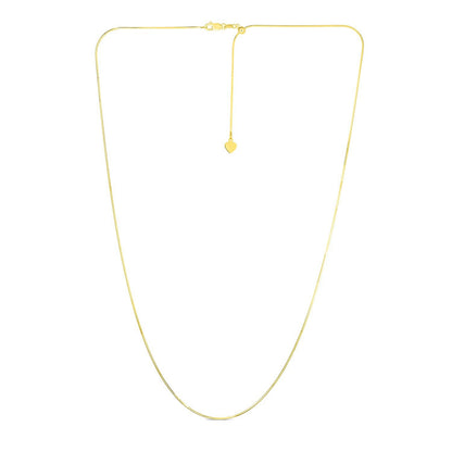 Cadena de serpiente ajustable de oro amarillo de 14k de 0,85 mm