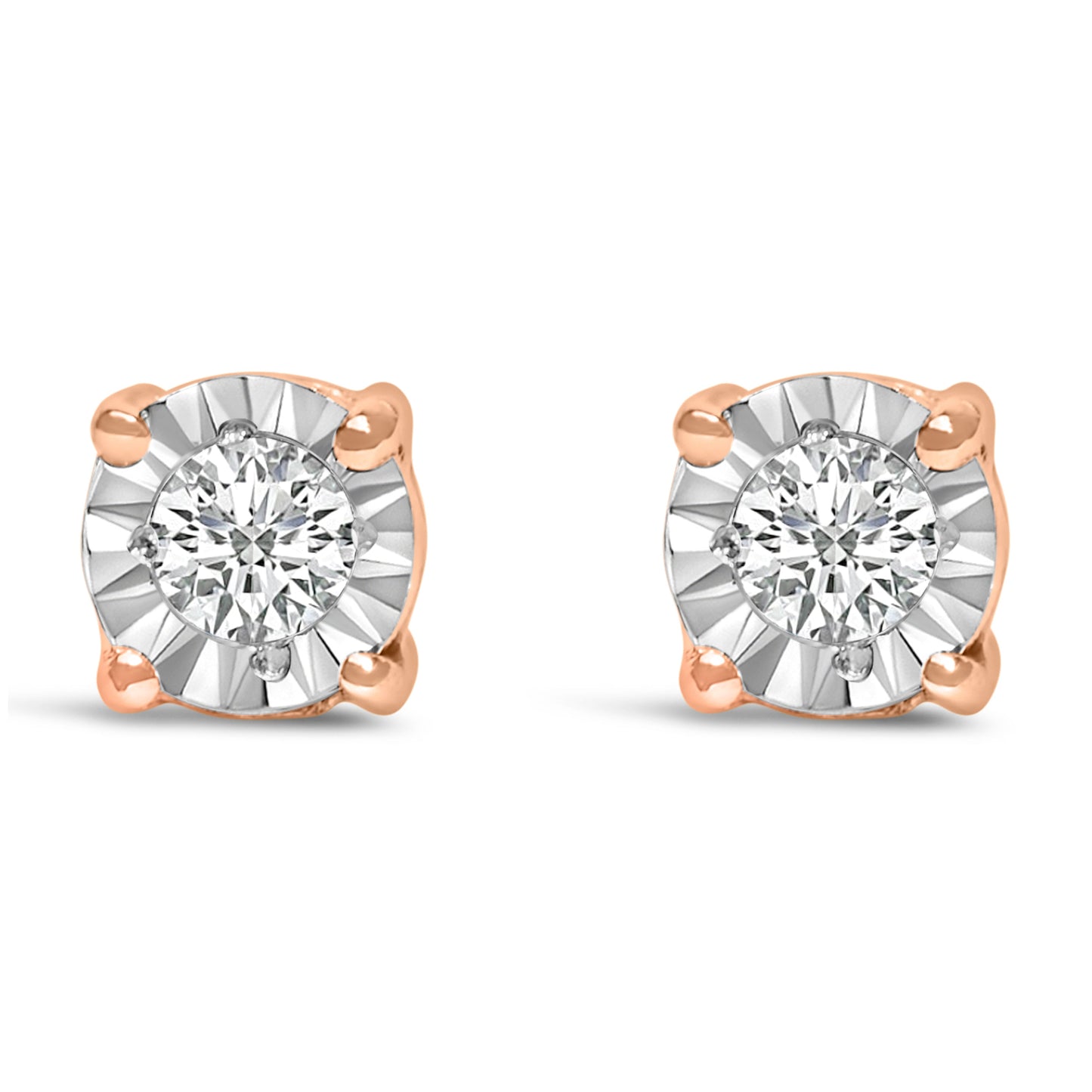 Pendientes de Plata Fina .925 con 1/10 Cttw de Diamantes Redondos Brillantes Creados en Laboratorio engastados en milagro (Color F-G, Claridad VS1-VS2)