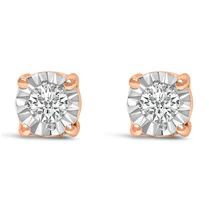 Pendientes de Plata Fina .925 con 1/10 Cttw de Diamantes Redondos Brillantes Creados en Laboratorio engastados en milagro (Color F-G, Claridad VS1-VS2)