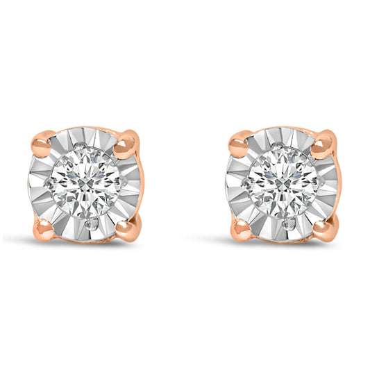 Pendientes de Plata Fina .925 con 1/10 Cttw de Diamantes Redondos Brillantes Creados en Laboratorio engastados en milagro (Color F-G, Claridad VS1-VS2)