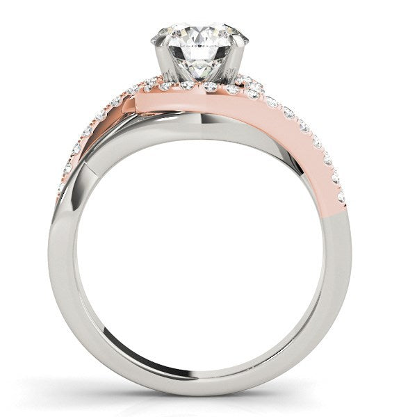 Anillo de compromiso de diamante con diseño "bypass" en oro blanco y rosa de 14k (1 1/4 TCW)