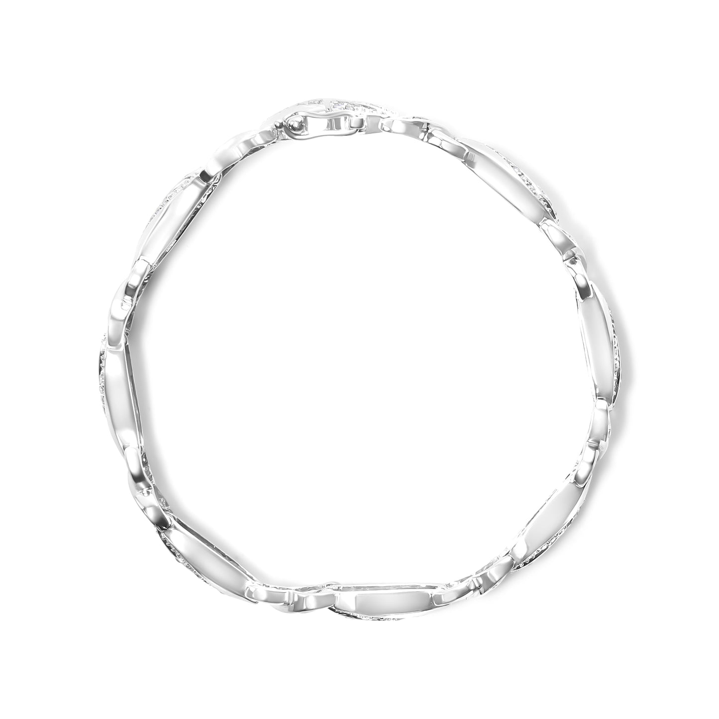 Pulsera de tenis con eslabones ondulados y en X de plata de ley .925 con diamantes de 1.75 quilates en total (color I-J, claridad I3) - 7"
