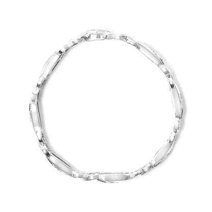 Pulsera de tenis con eslabones ondulados y en X de plata de ley .925 con diamantes de 1.75 quilates en total (color I-J, claridad I3) - 7"