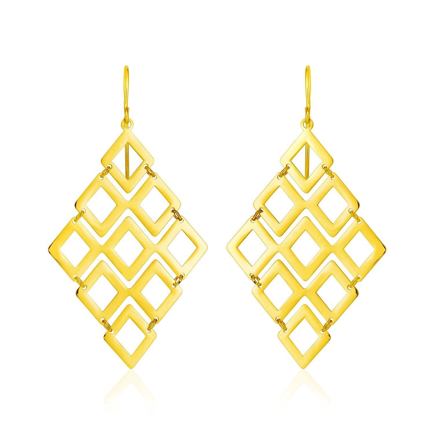 Pendientes de oro amarillo de 14k con motivos de diamantes abiertos pulidos