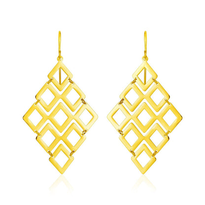 Pendientes de oro amarillo de 14k con motivos de diamantes abiertos pulidos