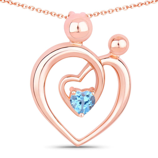 Colgante de plata de ley .925 con topacio azul suizo auténtico de 0,28 quilates