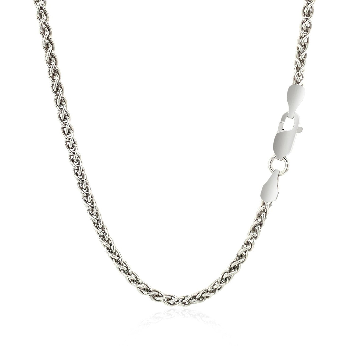 Cadena de trigo de plata de ley rodiada de 2,6 mm