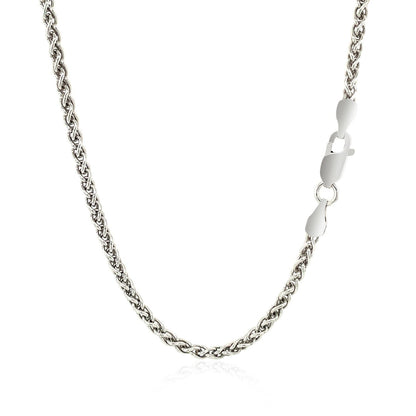 Cadena de trigo de plata de ley rodiada de 2,6 mm