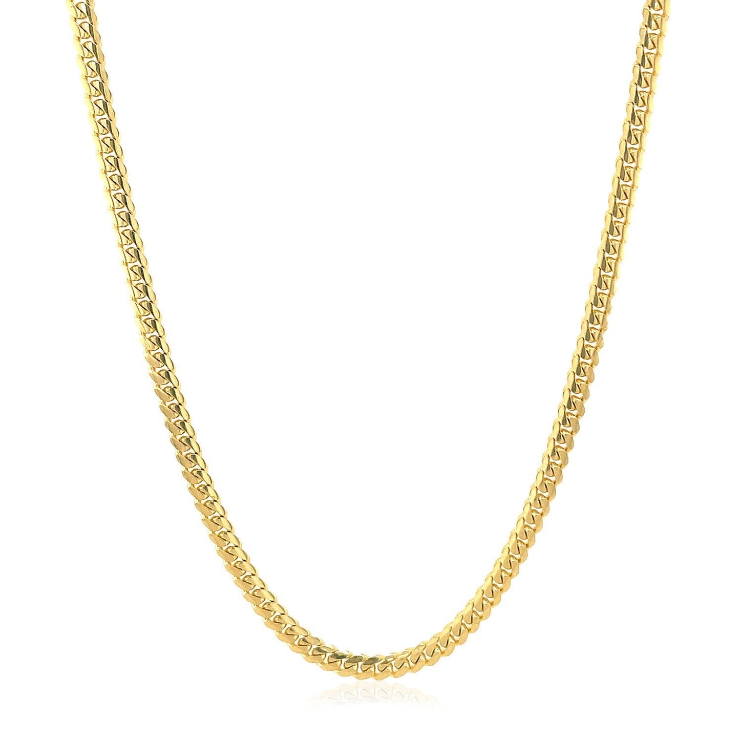 Cadena cubana clásica de oro amarillo de 14k macizo de 2.6mm