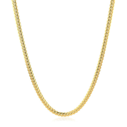 Cadena cubana clásica de oro amarillo de 14k macizo de 2.6mm