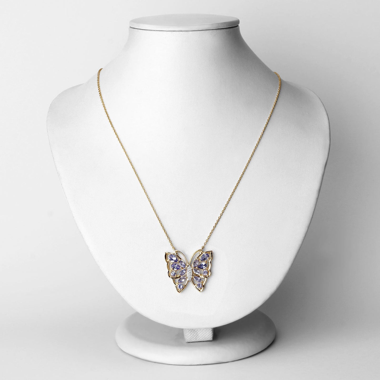 Collar de plata de ley .925 con tanzanita y circonita blanca genuinas de 2,76 quilates