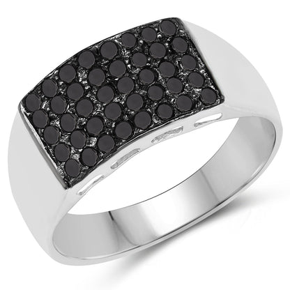 Anillo de 0.43 quilates de diamante negro auténtico de plata de ley 925