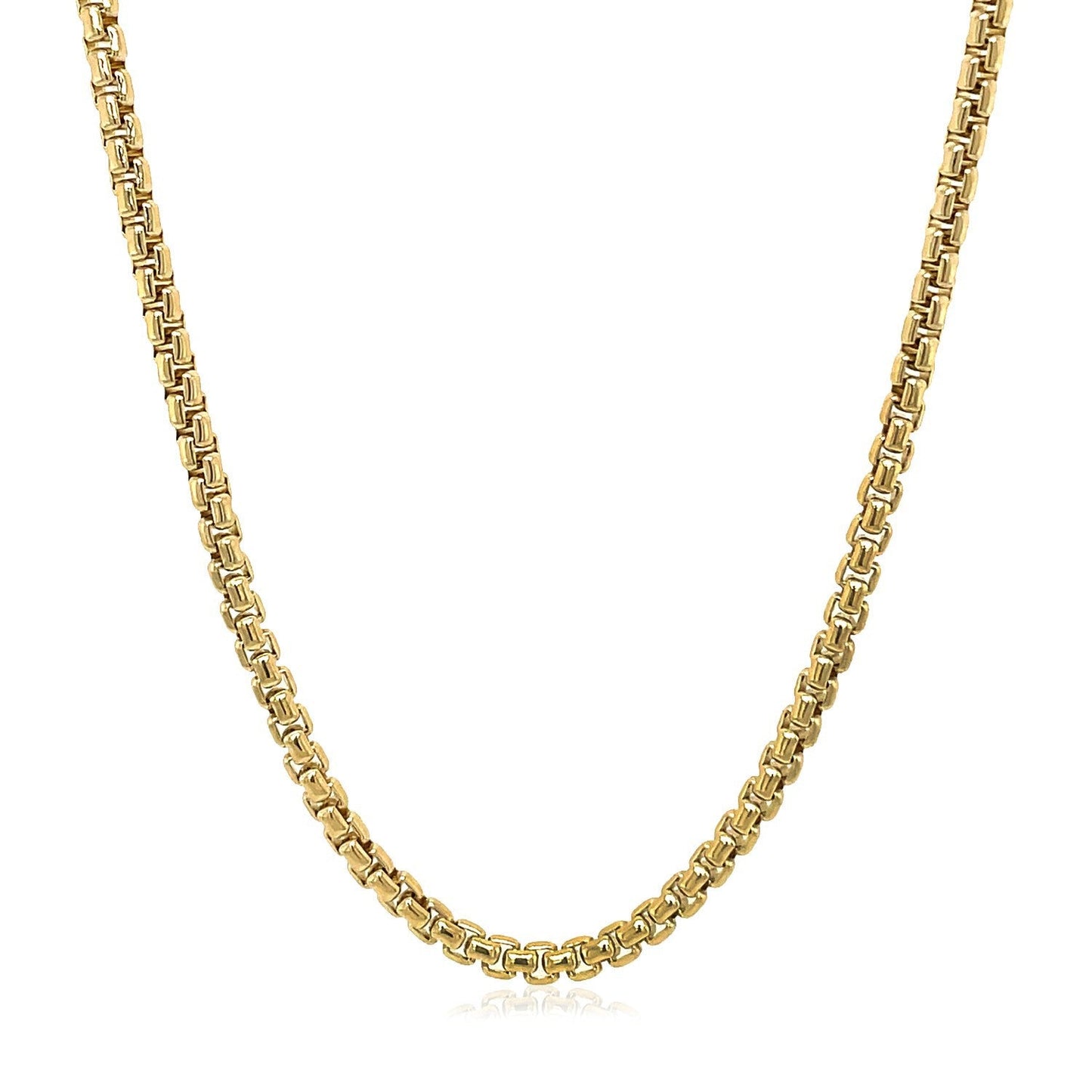 Cadena redonda sólida de oro amarillo de 14k de 2.5 mm