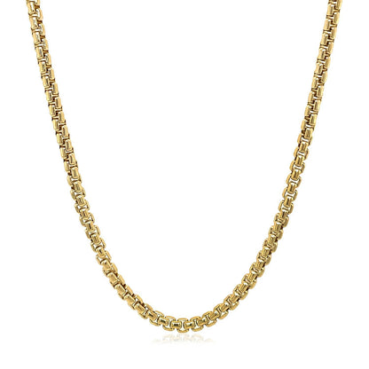 Cadena redonda sólida de oro amarillo de 14k de 2.5 mm
