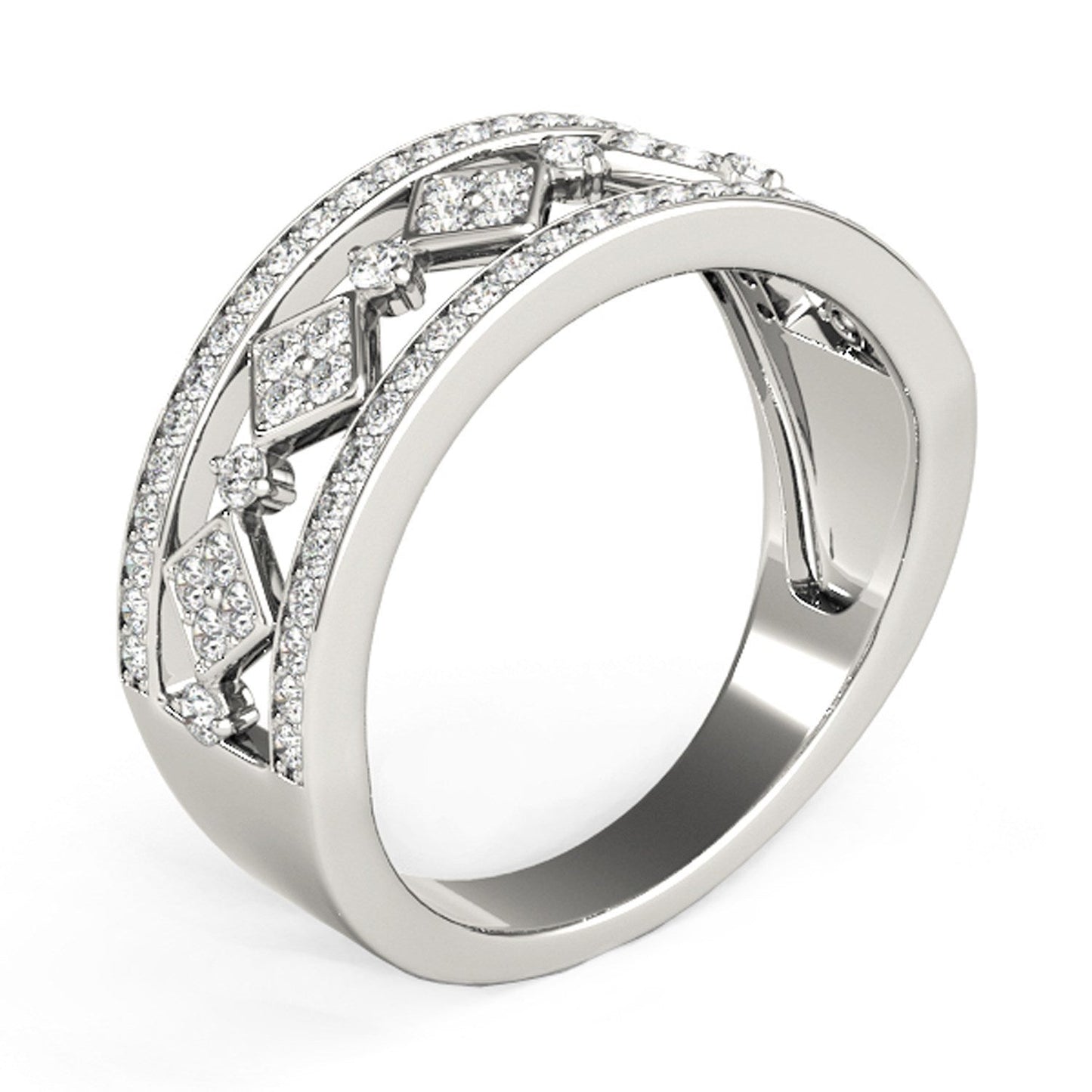 Anillo con motivo cuadrado con incrustaciones de diamantes en oro blanco de 14k (1/2 quilate en total)