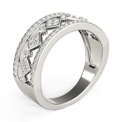 Anillo con motivo cuadrado con incrustaciones de diamantes en oro blanco de 14k (1/2 quilate en total)
