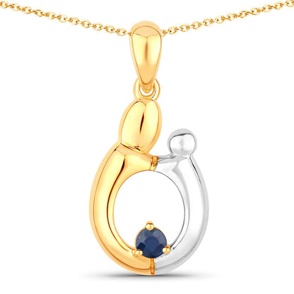 Colgante de plata de ley .925 con zafiro azul auténtico de 0.19 quilates
