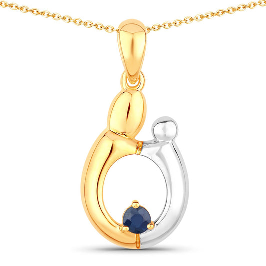 Colgante de plata de ley .925 con zafiro azul auténtico de 0.19 quilates