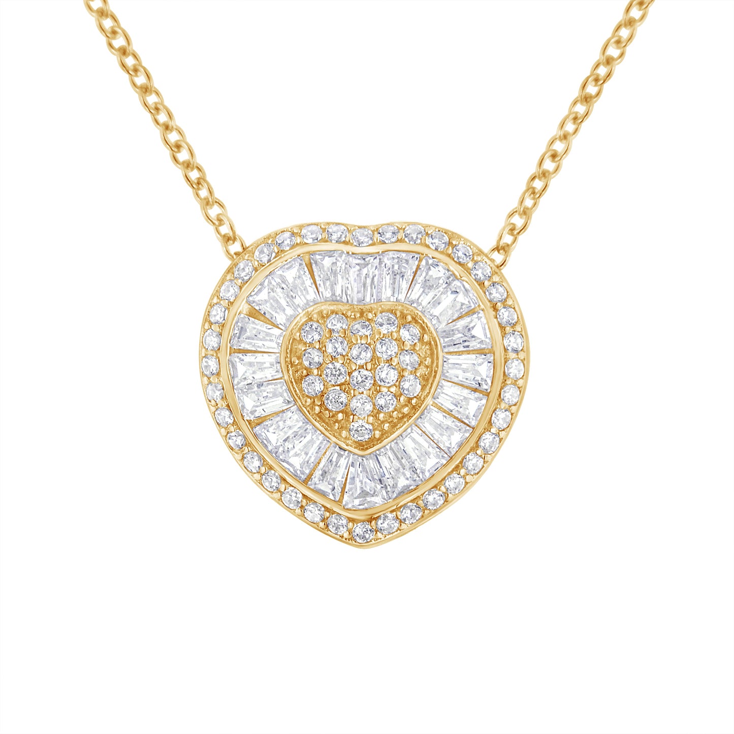 Collar con colgante de corazón de diamante de oro amarillo de 10 quilates (1/2 cttw, color H-I, claridad I1-I2)
