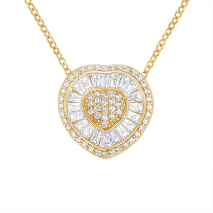 Collar con colgante de corazón de diamante de oro amarillo de 10 quilates (1/2 cttw, color H-I, claridad I1-I2)