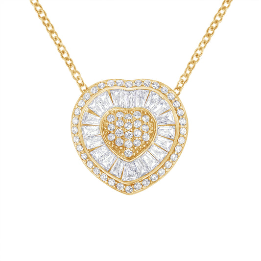 Collar con colgante de corazón de diamante de oro amarillo de 10 quilates (1/2 cttw, color H-I, claridad I1-I2)