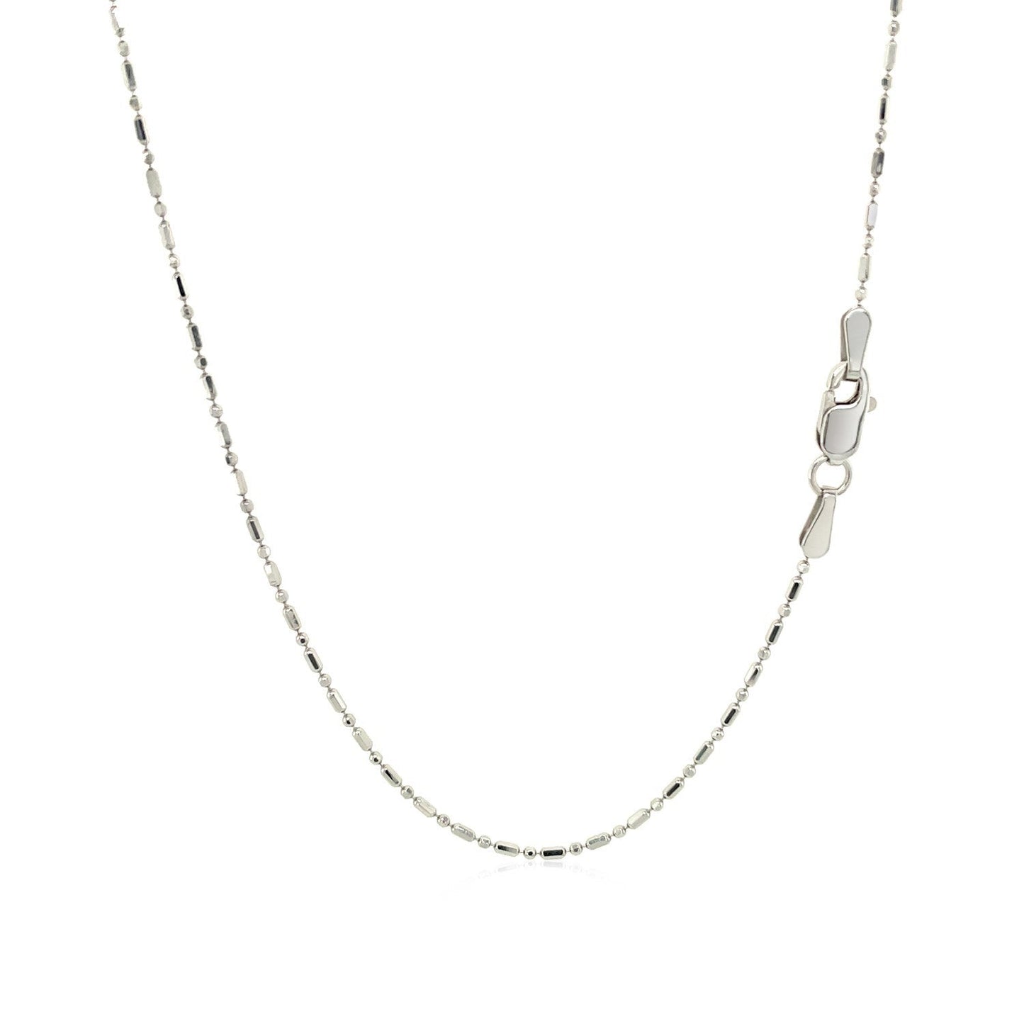 Cadena de Cuentas Talladas con Diamante de Oro Blanco de 14k 1.0mm