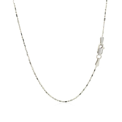 Cadena de Cuentas Talladas con Diamante de Oro Blanco de 14k 1.0mm
